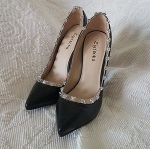 Zigi Soho TISHA Black Point Studded Illusion Heels